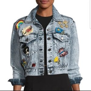 BNWT Alice Olivia Pinned Cropped Denim Jacket